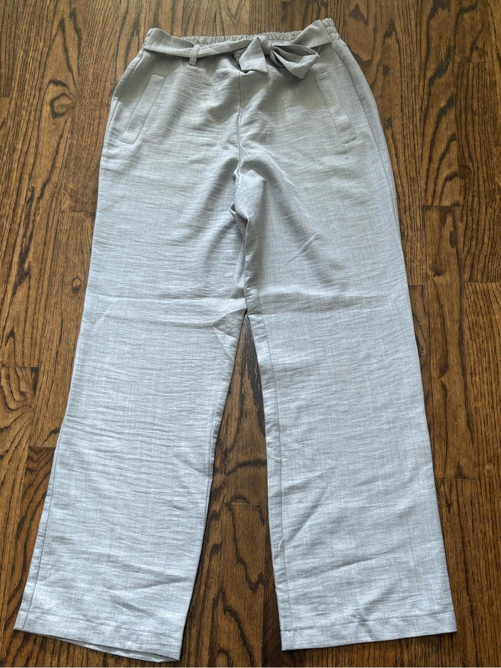 Soho Light Gray Wide-Leg Tie-Waist Trousers